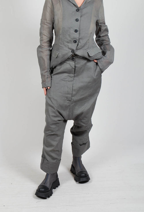 Creased Effect Trousers in Pencil Cloud Stiff