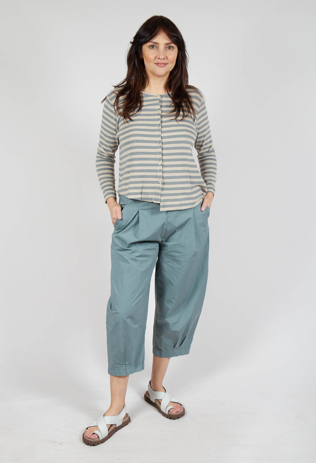 Crema M Cardigan in Lago Stripe