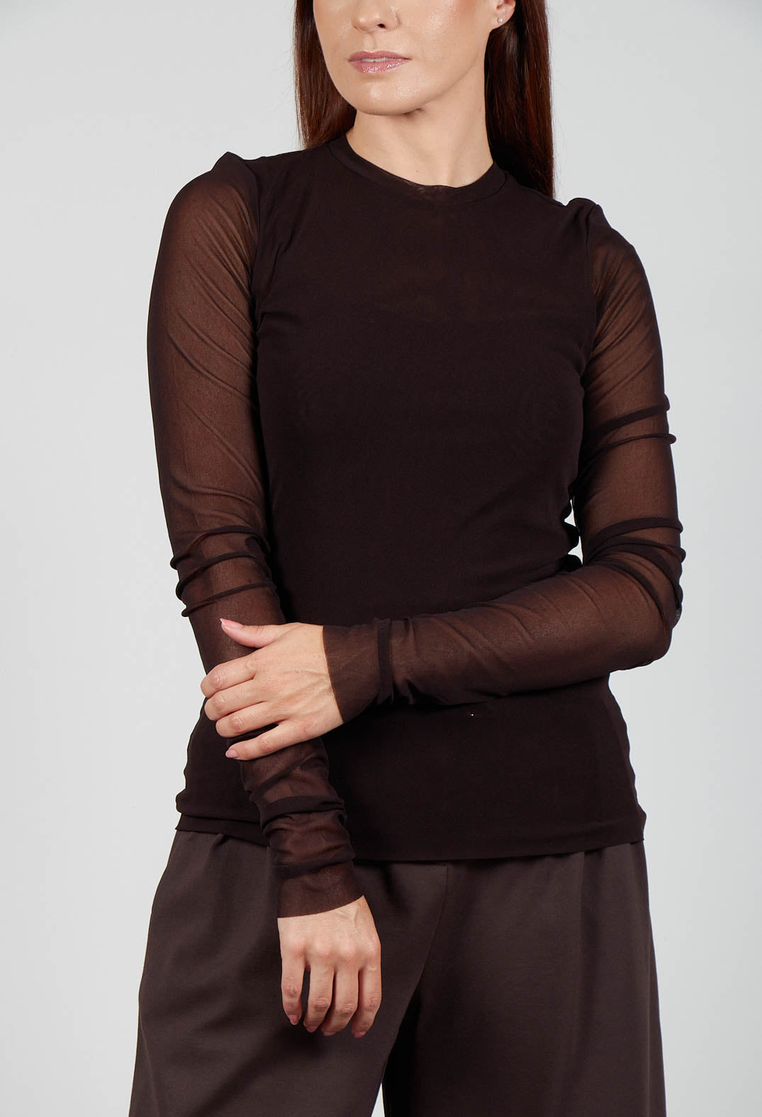 Crew Neck Mesh Top in Java