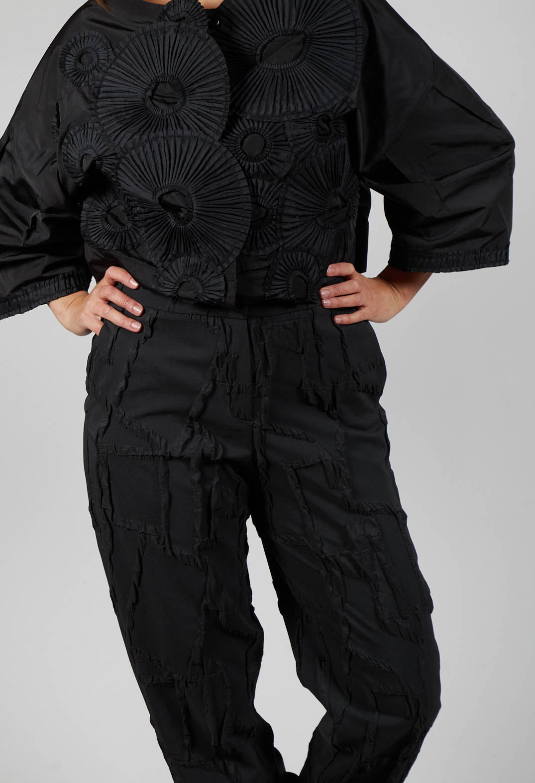 Crinkle Effect Trouser in Black