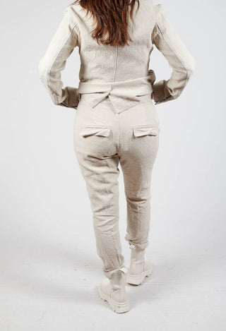 Crinkle Effect Trousers in Bone Mel