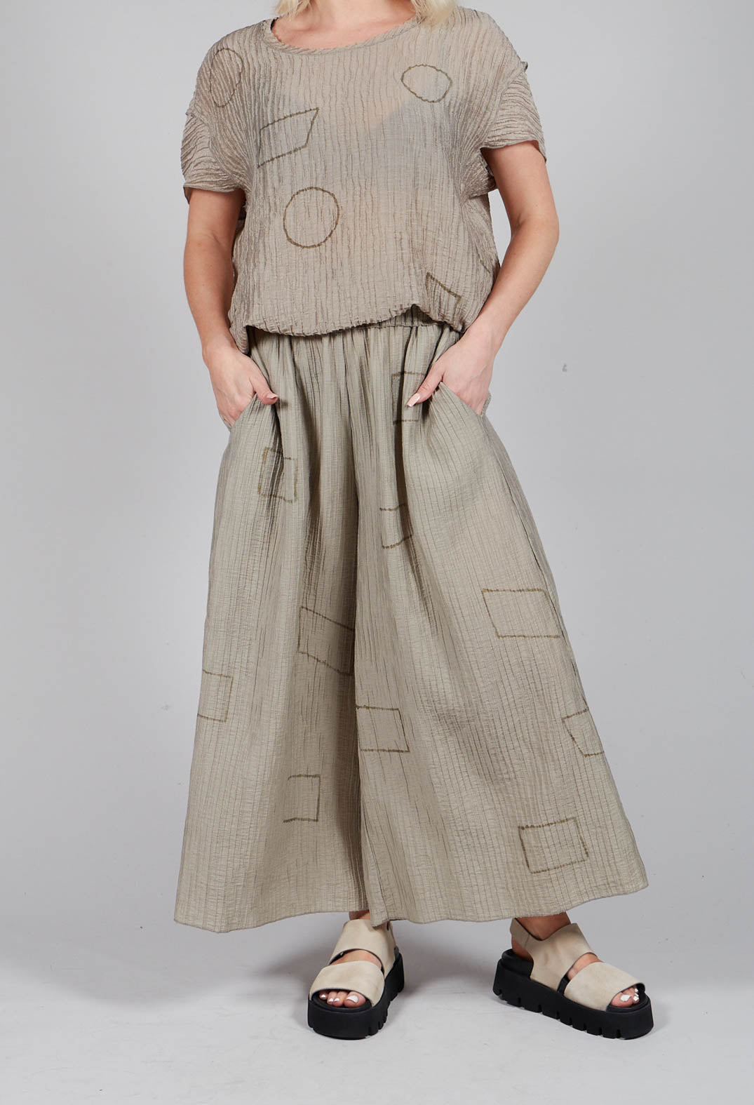 Crinkle Geometric Trousers in Euca