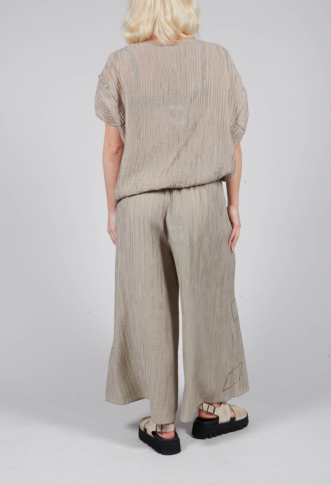 Crinkle Geometric Trousers in Euca