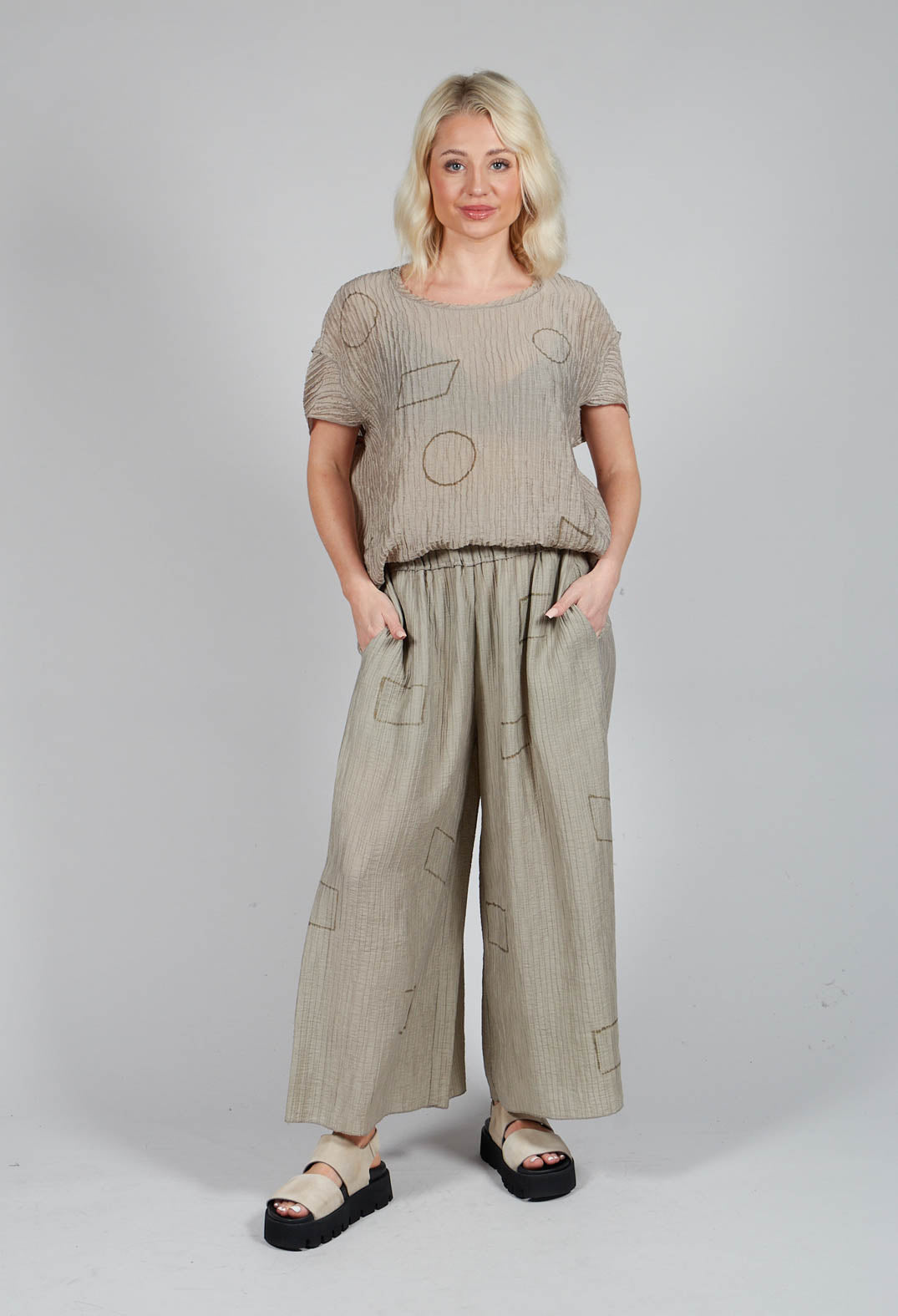 Crinkle Geometric Trousers in Euca