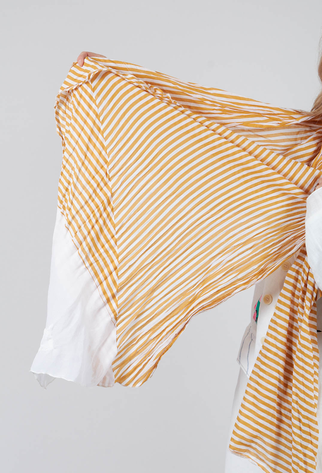 Crinkle Striped Scarf in Original Orange