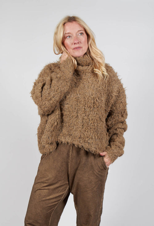 Cropped Alpaca Jumper in Camel Mel