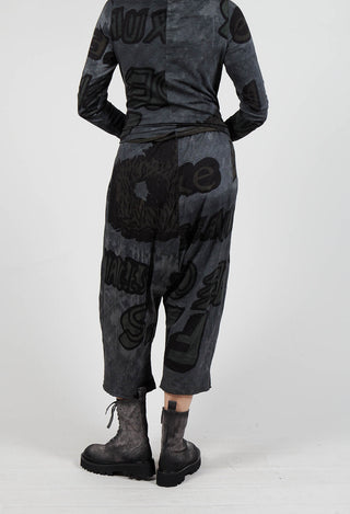 Cropped Drop Crotch Joggers in Rock Print