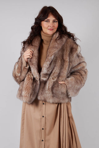 Cropped Fur Jacket with Wrap around Front