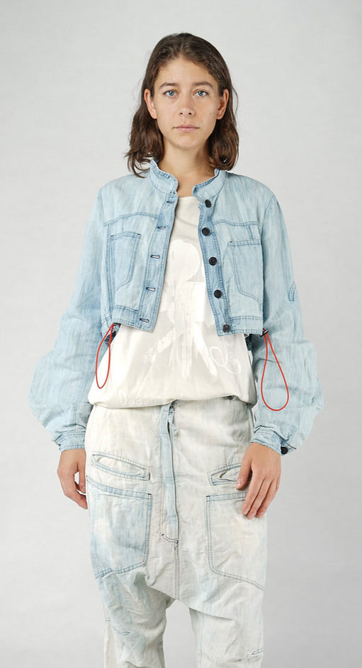 PRE-ORDER - Cropped Lightweight Utility Jacket in Bleachwash (Pictured in Semibleach)