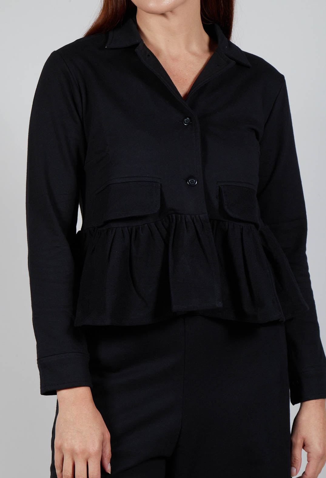 Cropped Peplum Jacket in Black