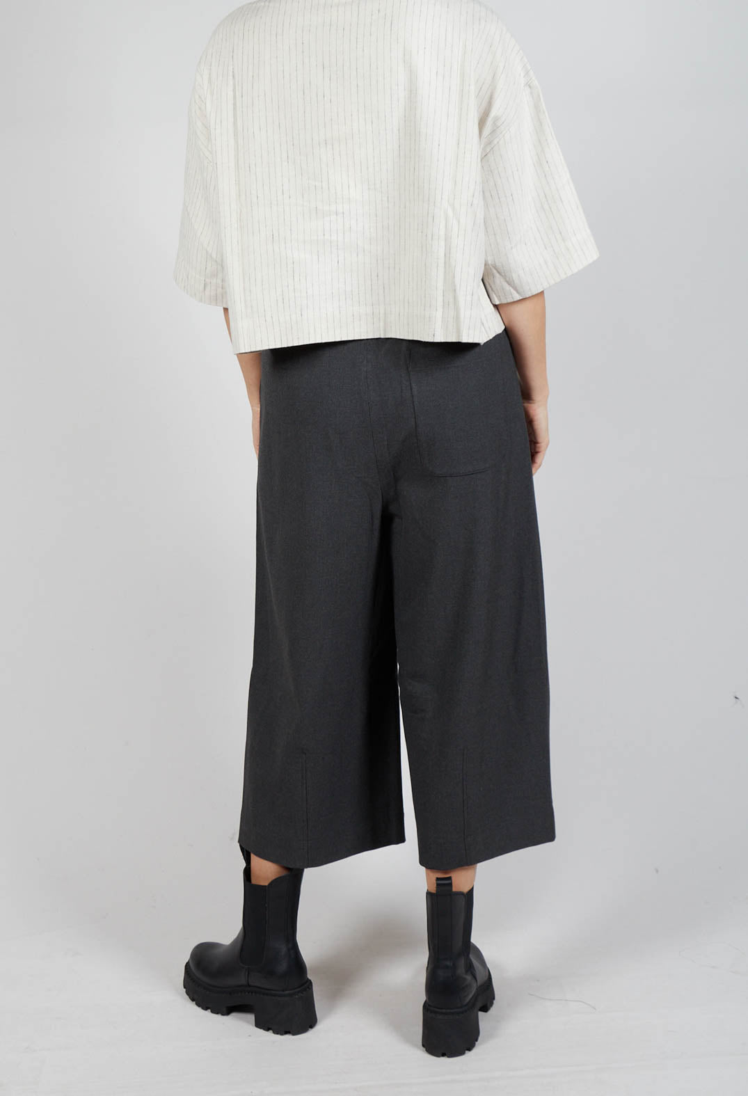 Cropped Pleated Trousers in Charcoal