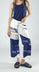 PRE-ORDER - Cropped Pull On Wide Leg Trousers in Grey Print (Pictured in Navy Print)