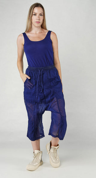 PRE-ORDER - Cropped Sheer Crinkled Trousers in Ocean Paper