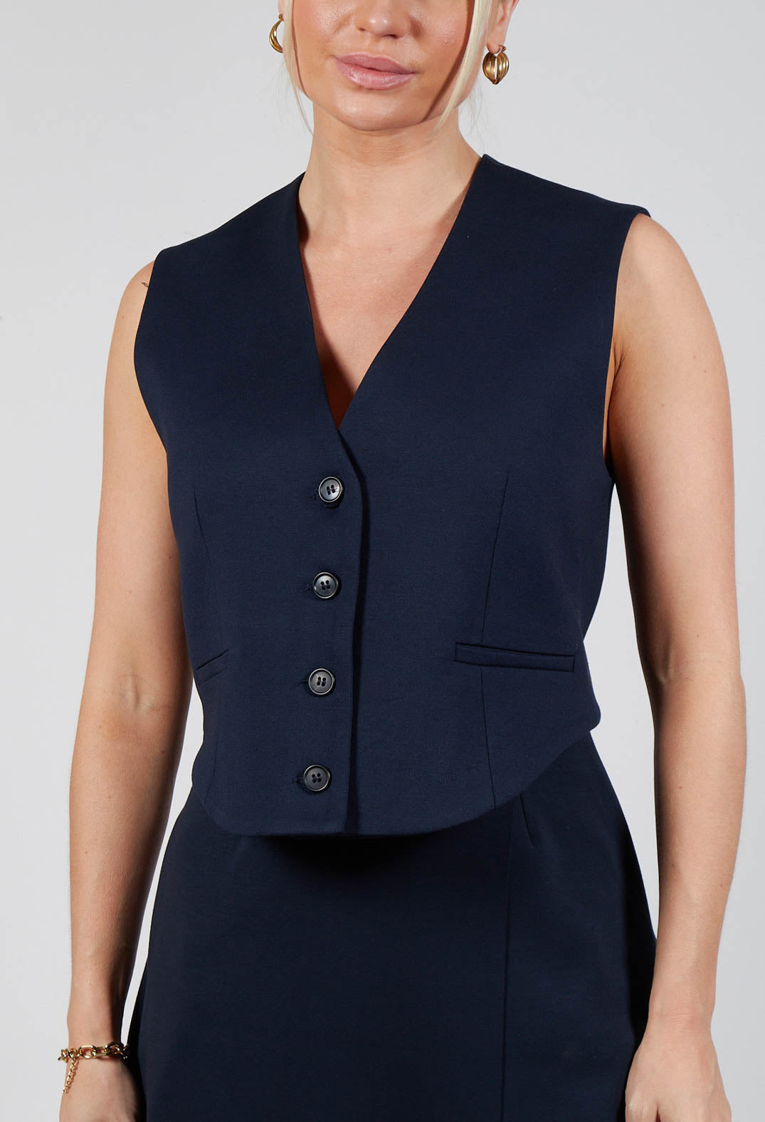 Cropped Waistcoat in Blue Nights