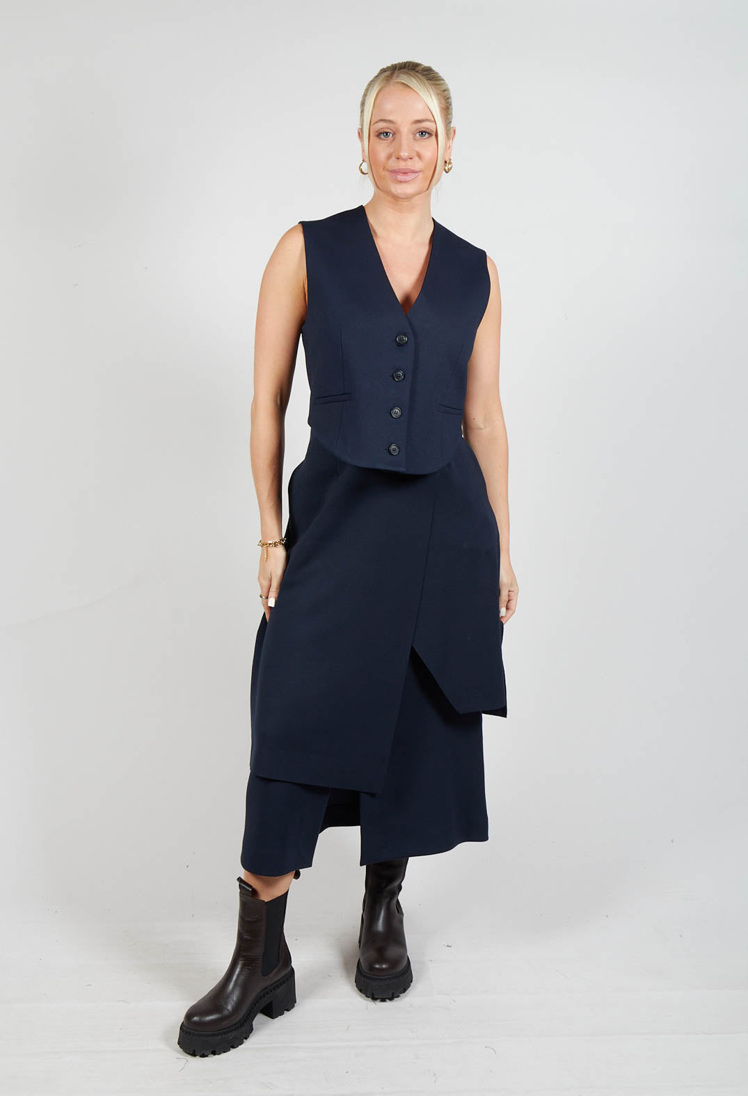 Cropped Waistcoat in Blue Nights