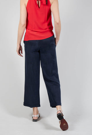 Cupro Trousers in Dark Blue