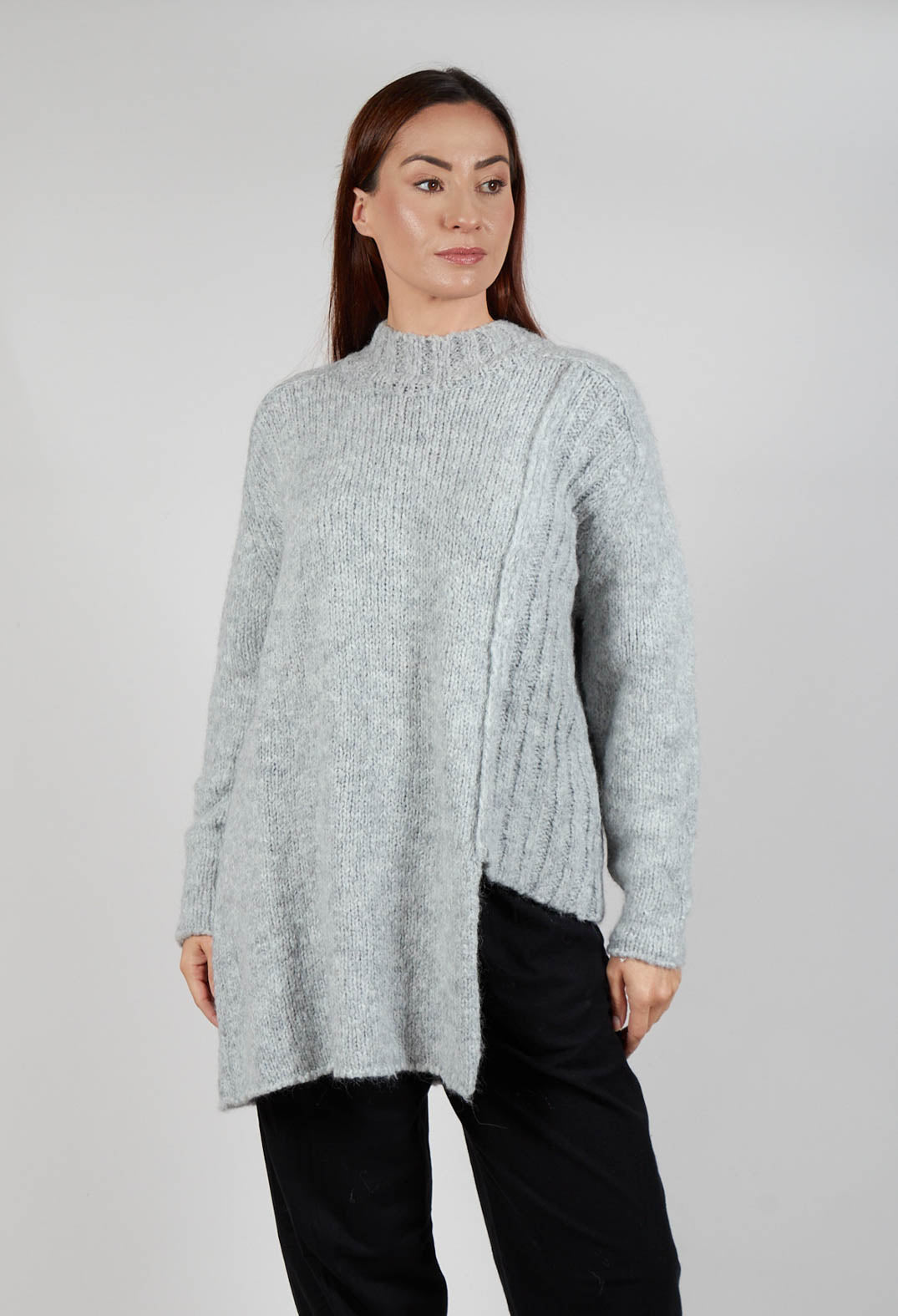 Cut Out Ribbed Jumper in Grey