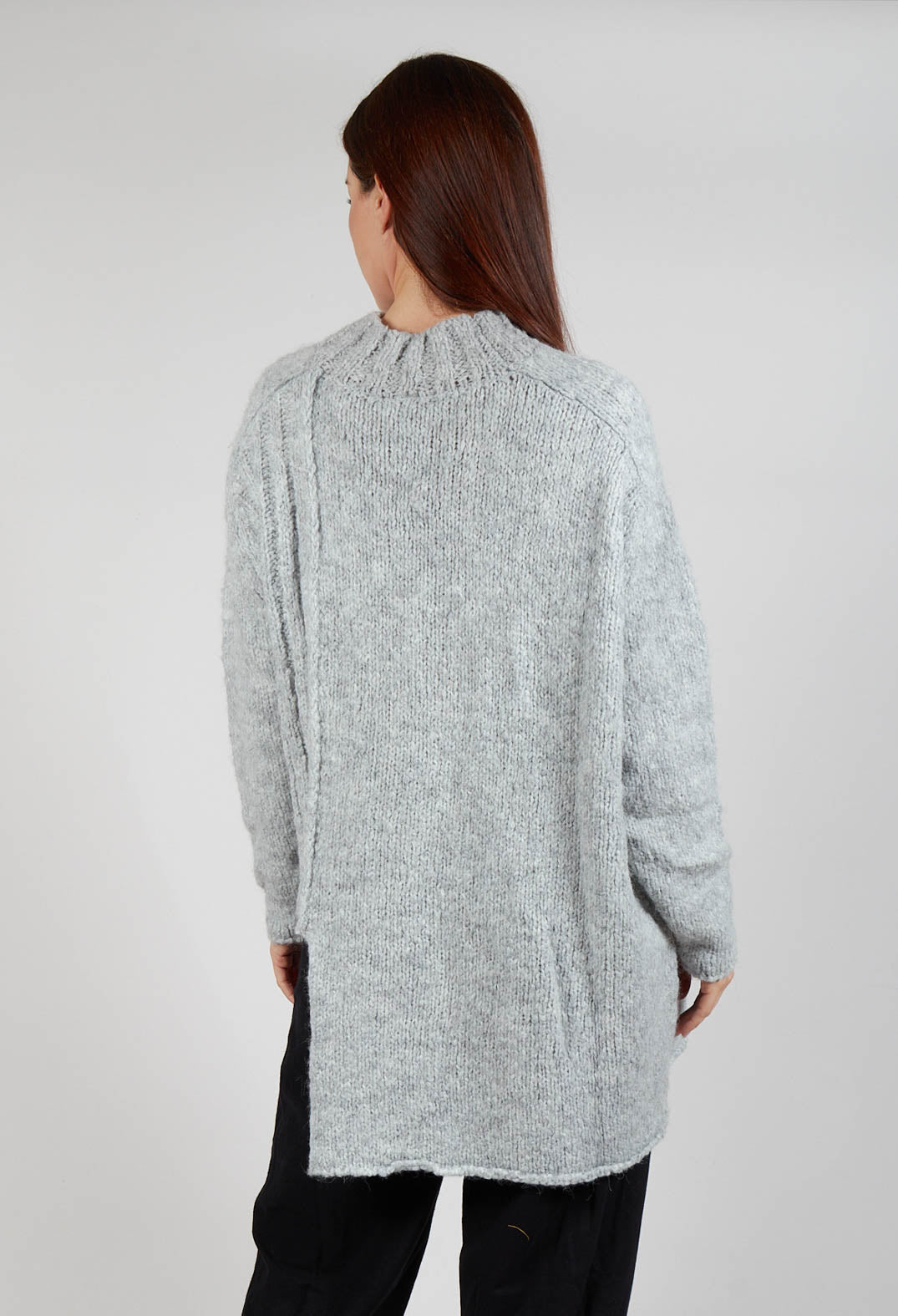 Cut Out Ribbed Jumper in Grey