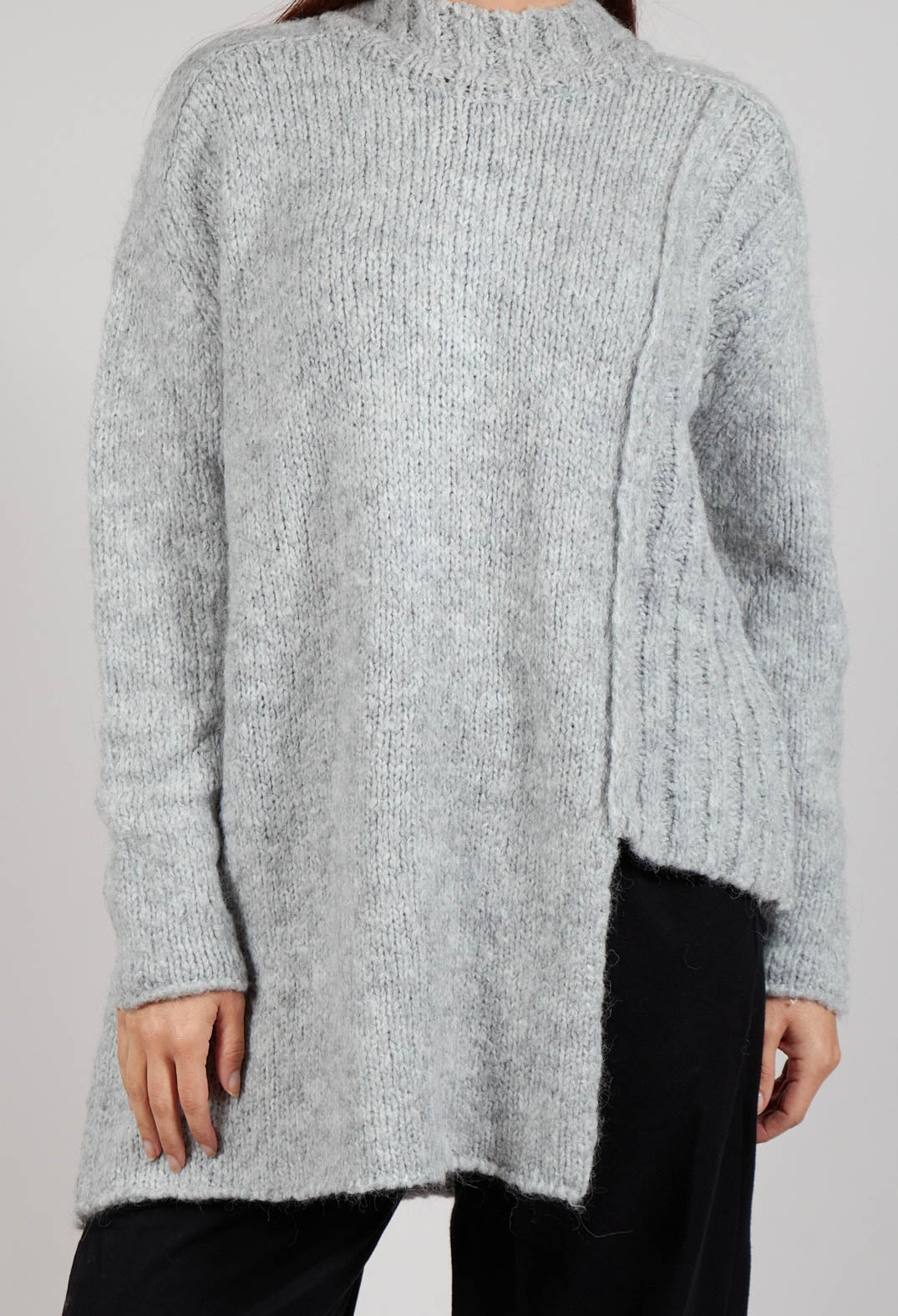 Cut Out Ribbed Jumper in Grey