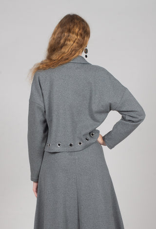 Fleece Cropped Jacket in Grey Marl