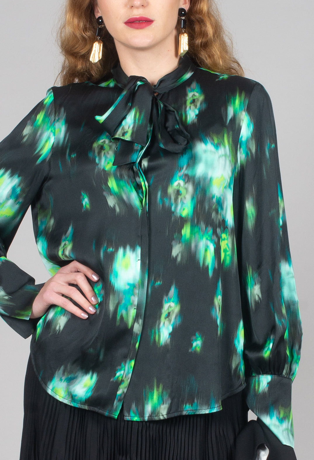 Louise Shirt in Green and Black Print