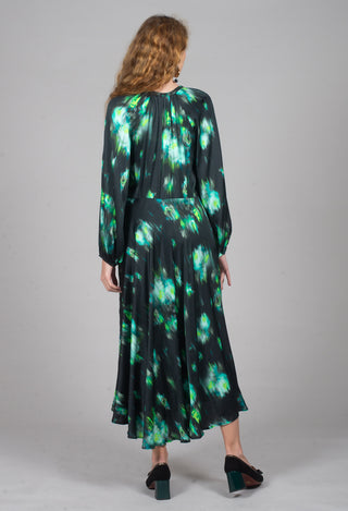 Louise Dress in Green and Black Print