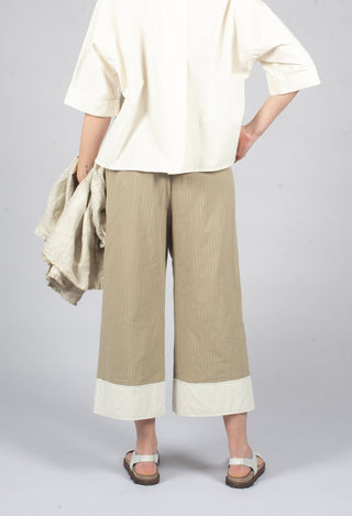 Pinstripe Trousers in Beige Stripe