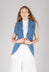 Longline Denim Waistcoat in Celeste