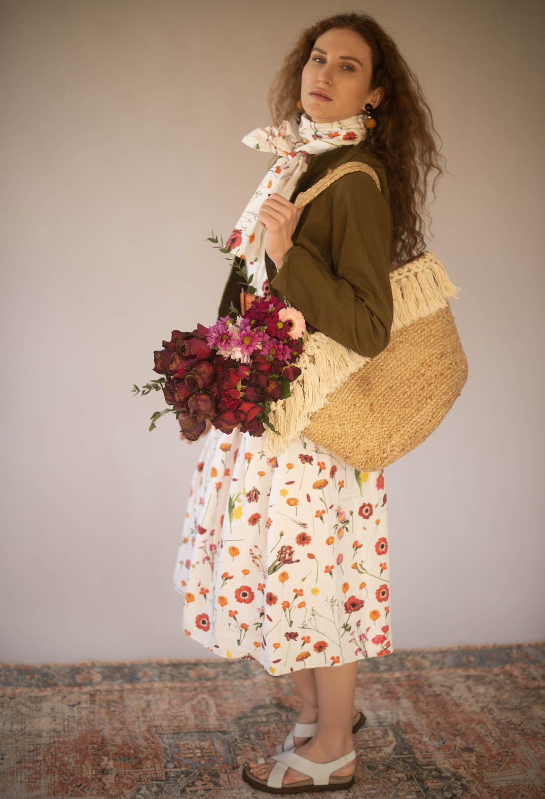 Roele Dress in Red Flower Print