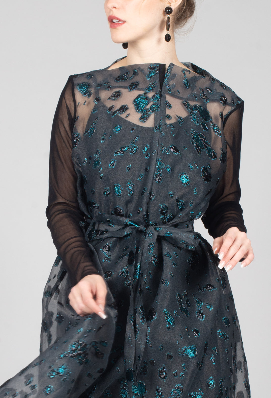 Irmo Dress In Black-Green