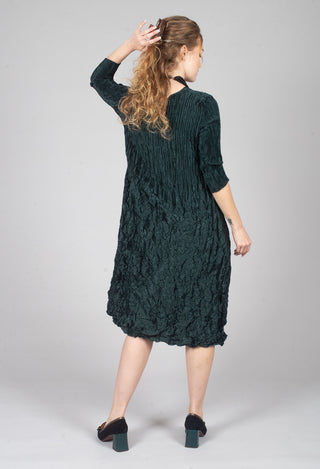 Three Quarter Sleeve Smash Dress in Metallic Forest