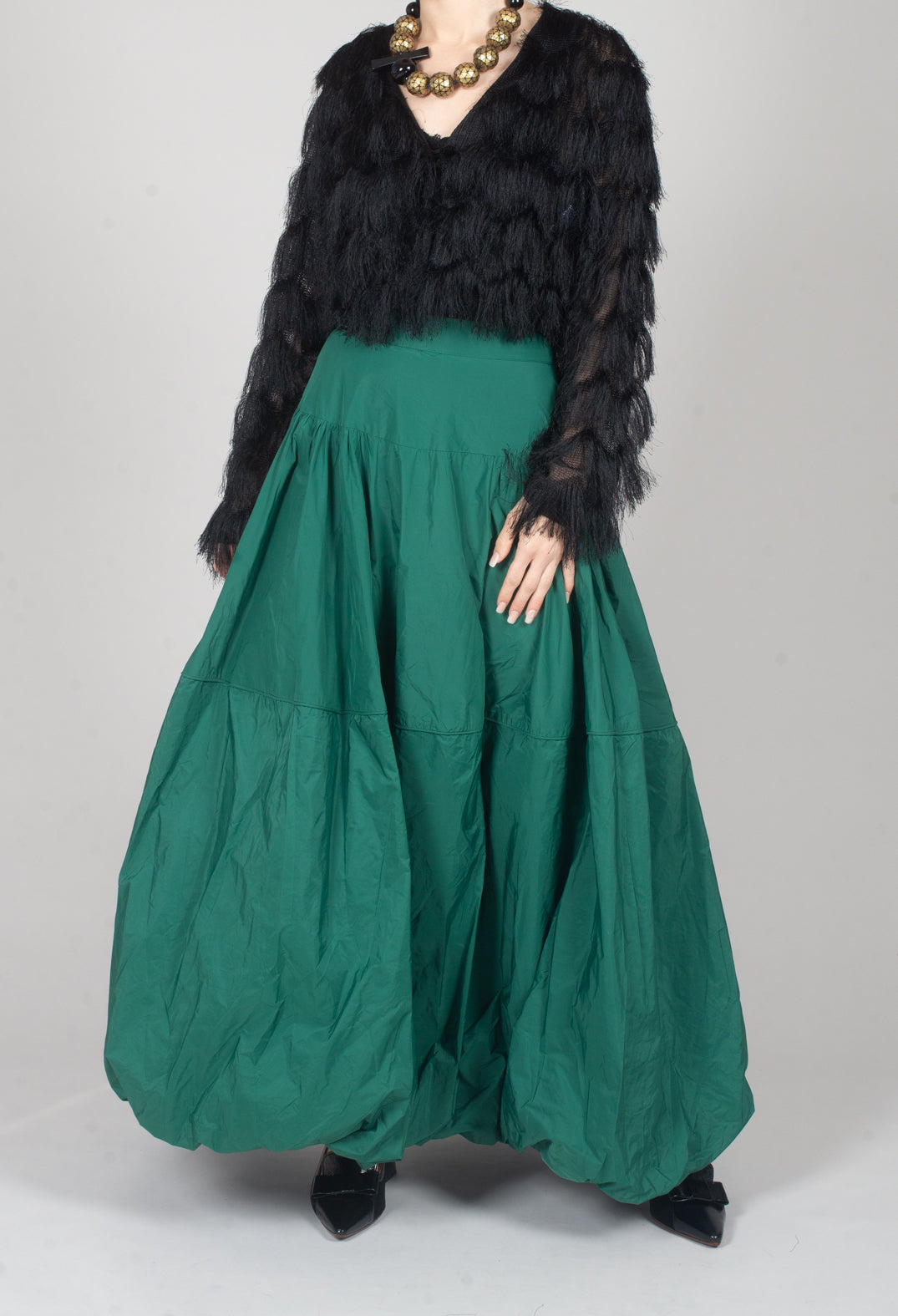 Tiered Maxi Skirt in Green