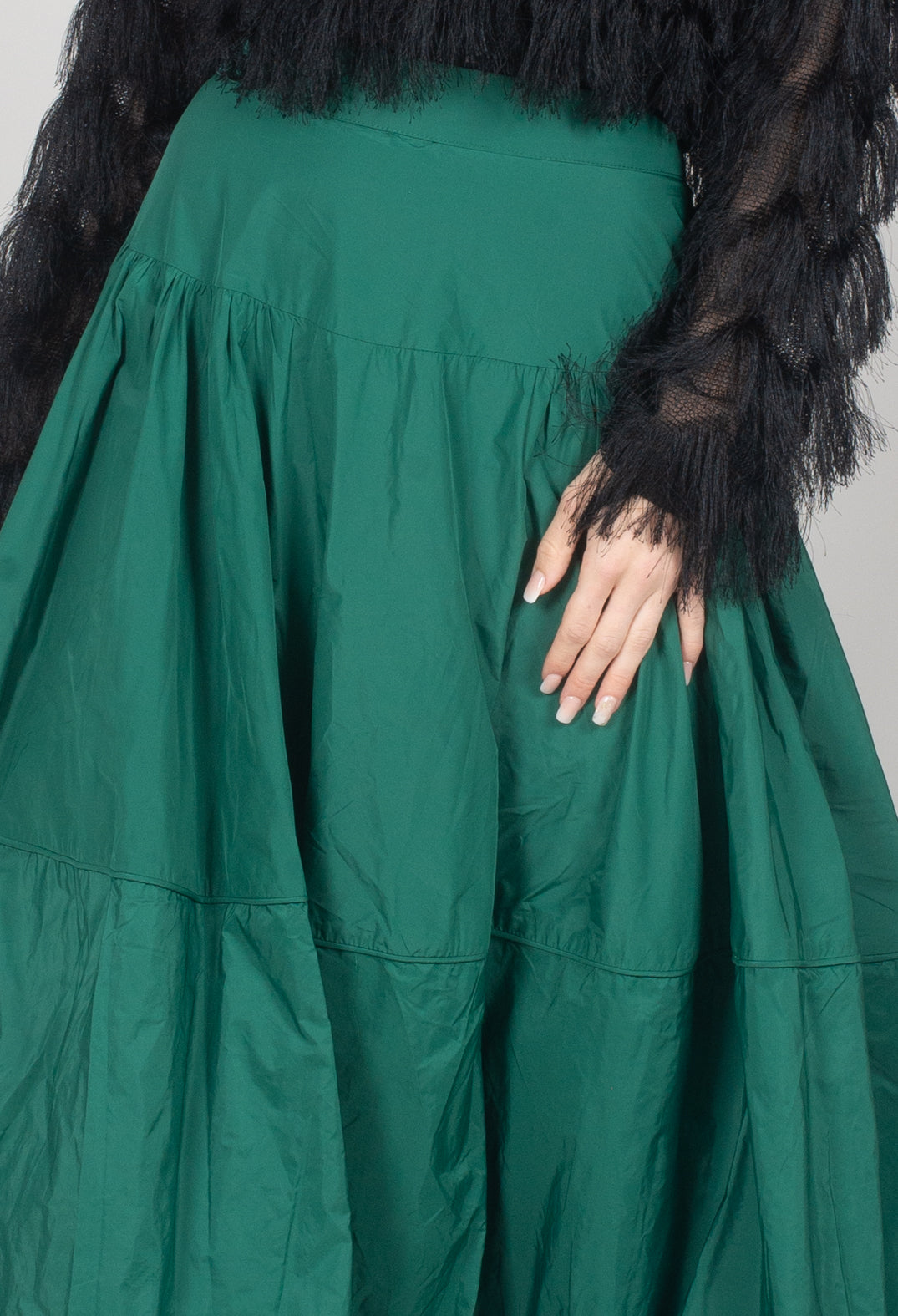 Tiered Maxi Skirt in Green