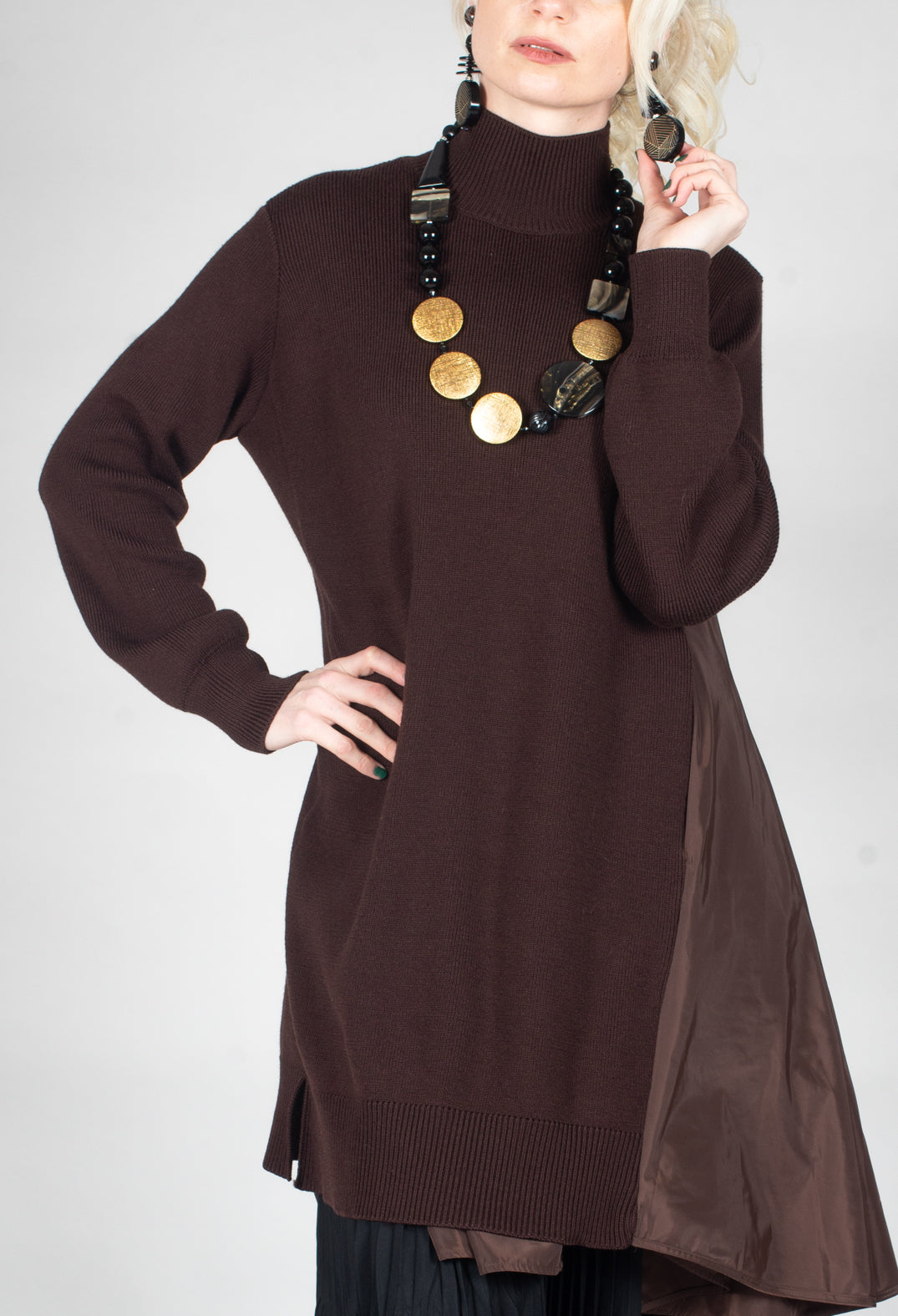 Panelled Sweater Dress in Java