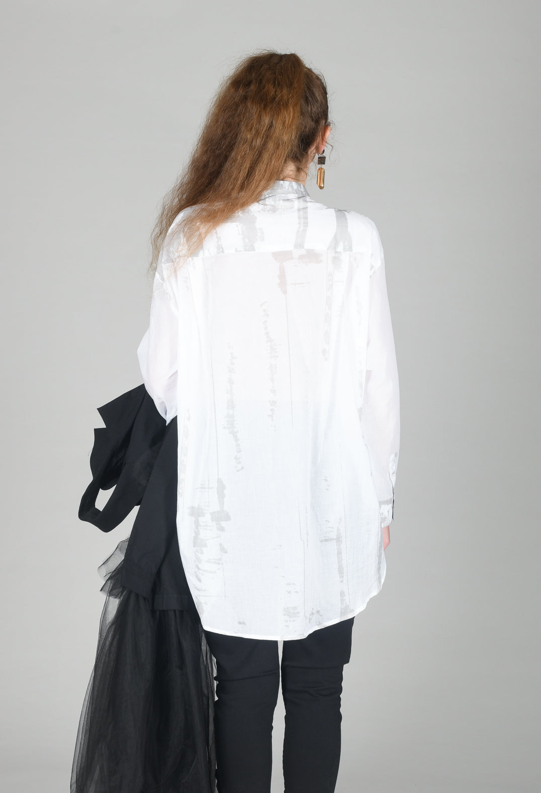 Long Shirt with Print in White