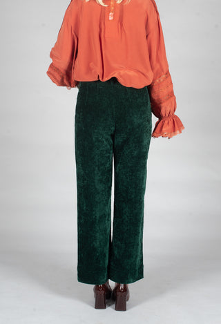 Velvet Pocket Detail Trousers in Vert