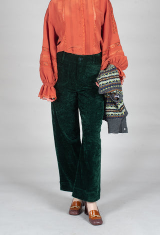 Velvet Pocket Detail Trousers in Vert