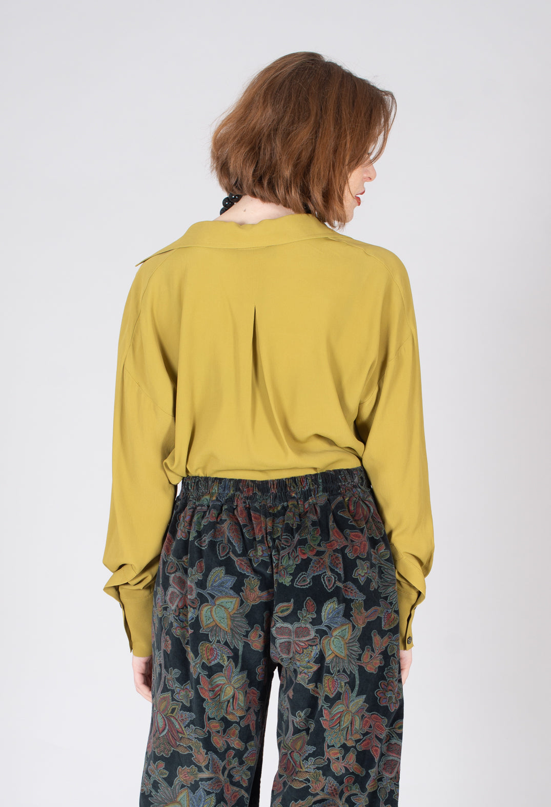 Torre Collared Blouse in Olio Yellow