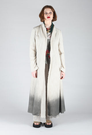 Long Ombre Coat in Cotone Degrade Sand