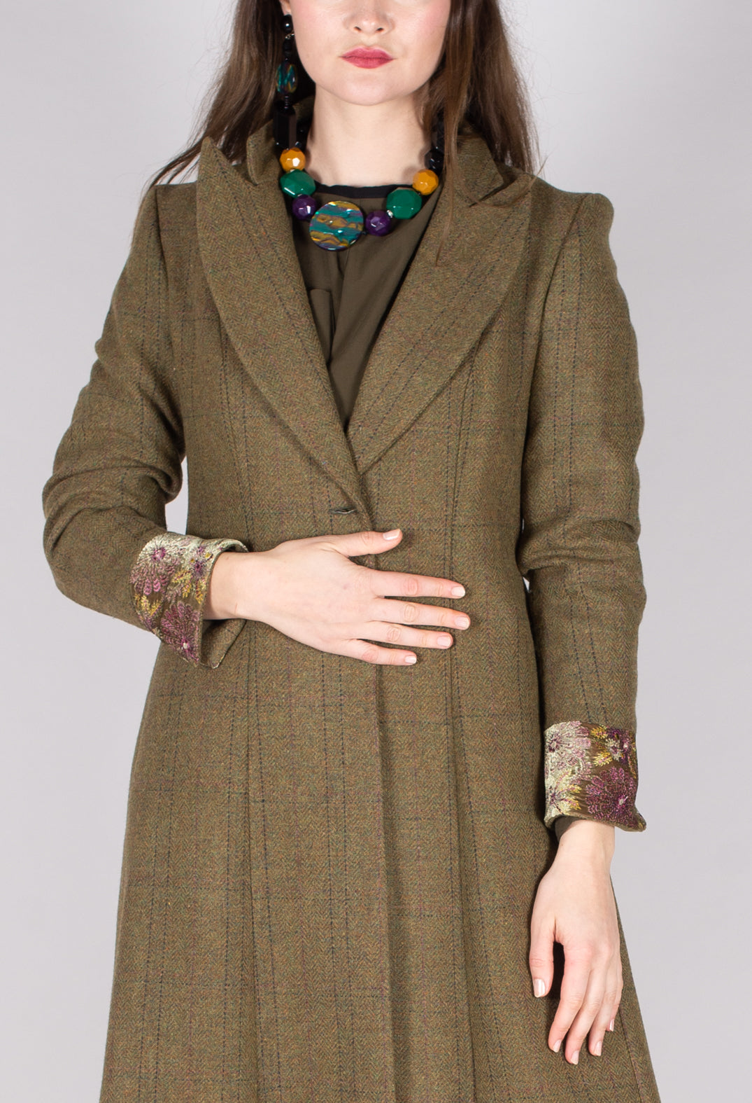 Soul Embroidery Coat in Tweed