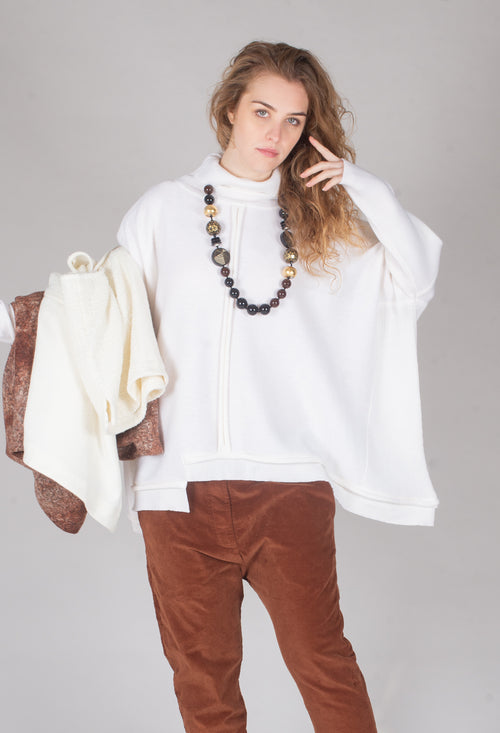 Panelled Knit Jumper in Cream