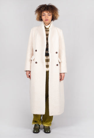 Long Sleeve Teddy Coat in Cream