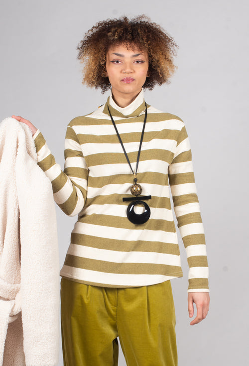 Stripe Roll Neck Jumper in Riga Cedro