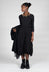 Three Quarter Sleeve Smash Dress in Black