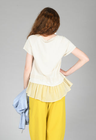 Sweater Top with Layered Hem in Cream