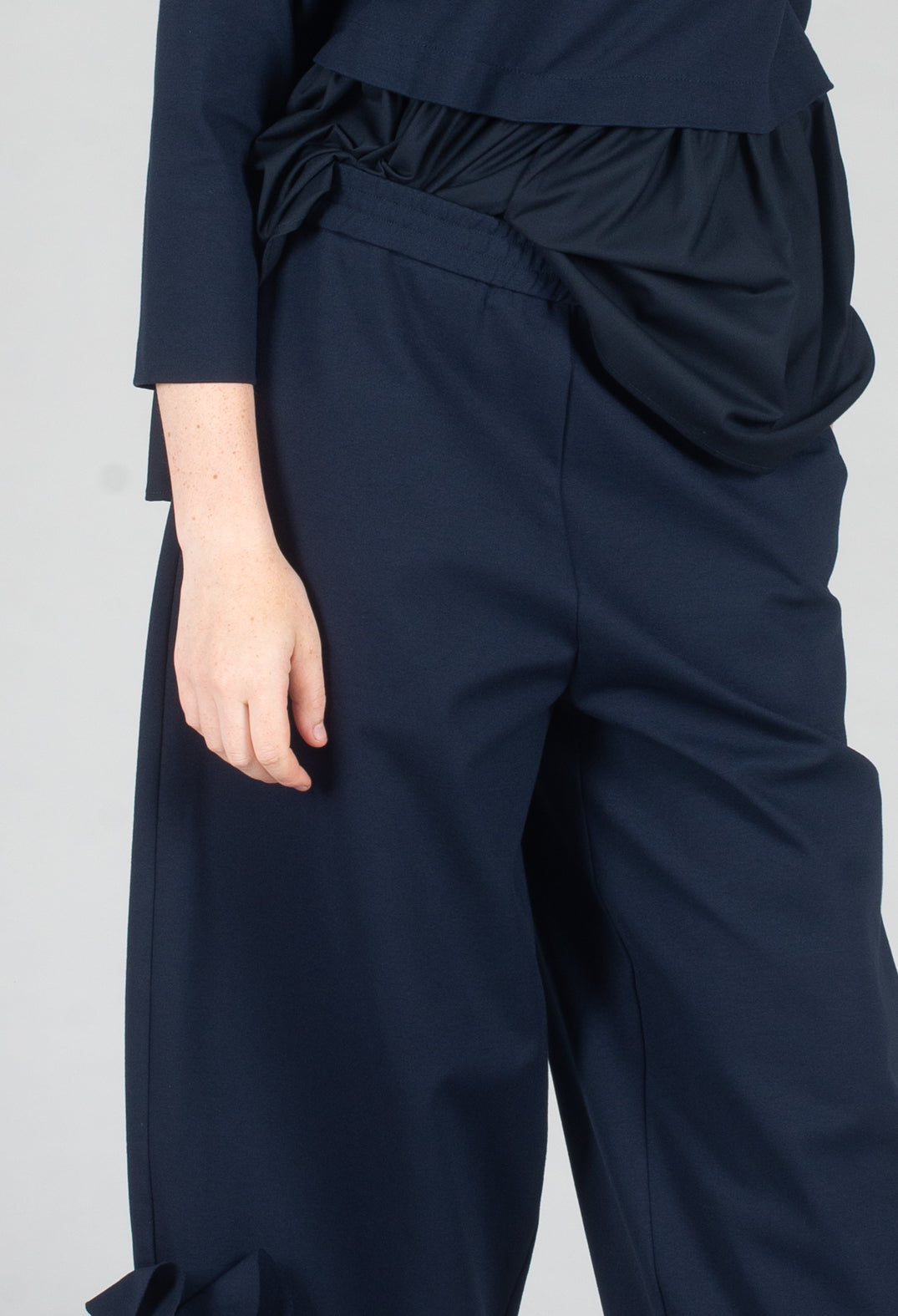 Cropped Trousers with Embellishment Detail in Blue Nights