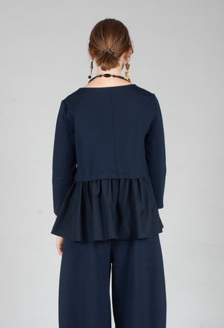 Jersey Top with Peplum Hem in Blue Nights and Dark Navy