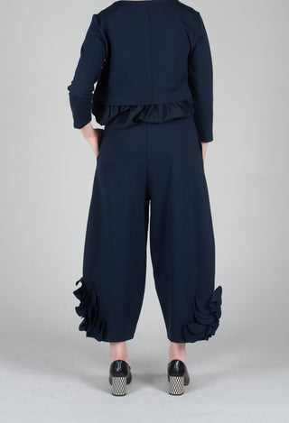 Cropped Trousers with Embellishment Detail in Blue Nights