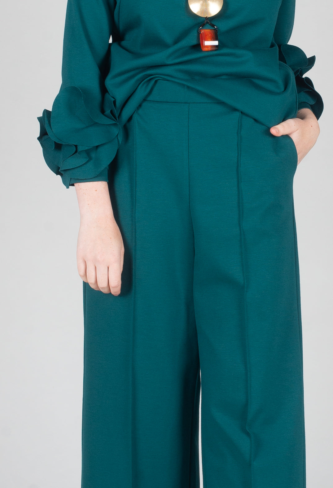 Jersey Wide Leg Trousers in Ottanio