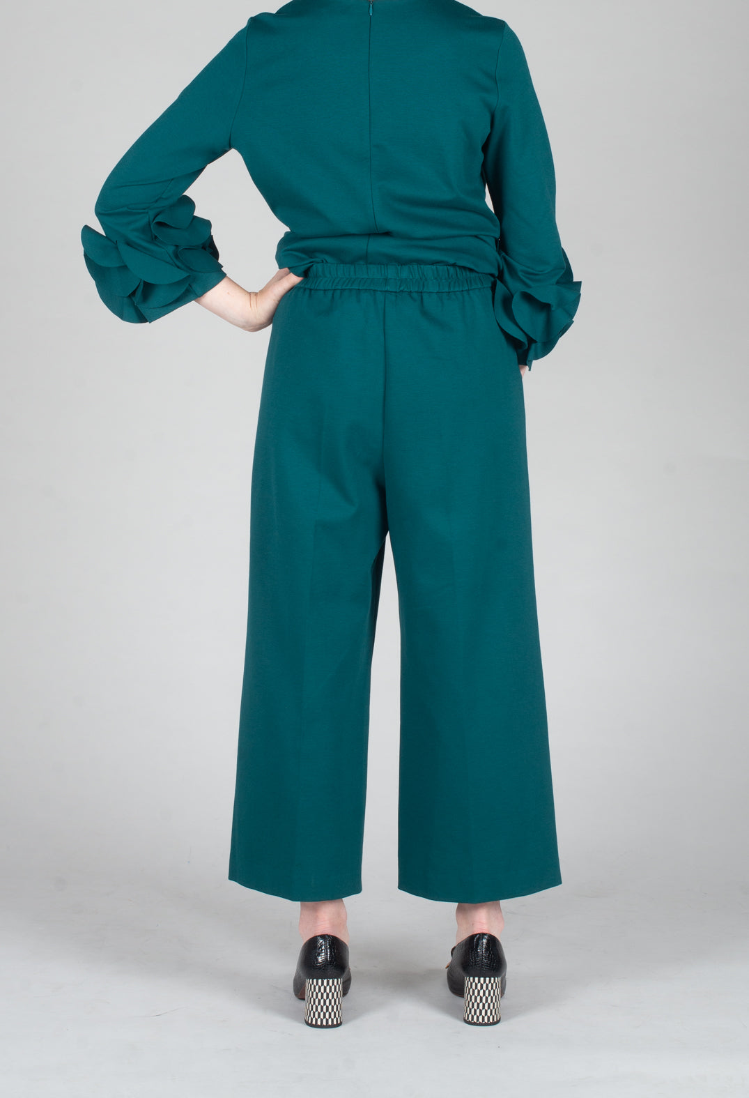 Jersey Wide Leg Trousers in Ottanio